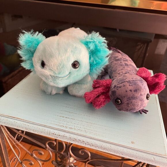 AXOLOTL Build a Bear Teal Blue Plush and Folkmanis AXOLOTL Plush - Picture 12 of 13